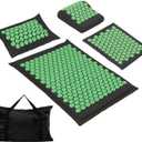 XiaoMaGe Acupressure Mat and Pillow Set with Carrying Bag  Acupuncture Mat for Neck & Back Pain Relief  Foot Manual Massager  Naturally Relaxation Gift  Stress Relief Massage Mat (Black)