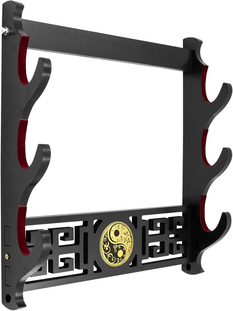 Taichi Sword Wall Mount Velvet Padded Hook Katana Holder Display Hanger for Lightsaber,Cosplay Blade Tanjirou Demon Slayer Weapon Stand (3-Tier)