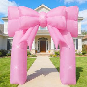 9FT Pink Bow Inflatable Arch Outdoor Decorations Giant Blow-up Bow Arch Built-in 5 LED Lights for Pink Birthday Party Decor Wedding Coquette Bachelorette Bridal Party Supplies Yard Garden Lawn