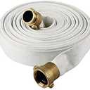 AKW Fire Hose, White, 1-1/2" ID X 100 FT, 500 PSI Burst Pressure, M x F NST Brass Connectors (100 ft.) (100 Feet)
