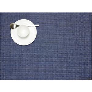 Chilewich Mini Basketweave Placemats in Indigo - Set of 4 - Easy Care Woven Tabletop Textiles - Indoor/Outdoor - 19" x 14" Rectangle