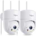 5G/2.4G WiFi Security Camera Outdoor,24/7 Recording Home Security Cameras 2K,360 PTZ Wired Cameras for Home Security Outside,Auto Tracking, White-2 Packs