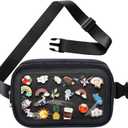 Pin Bag Fanny Pack, Ita Bag Storage Pins Crossbody Belt Bags for Women Girls Gifts, Black Display Bags for Sports Memorial Travel Brooches(No Pins Included) (Small)