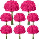 72 Pcs Hot Pink Hydrangea Artificial Flowers, Round Floral Bouquet for Home Decor, Wedding, Party, and Seasonal Decoration, Realistic Fake Flowers for Centerpieces, Aisle, Table Arrangements
