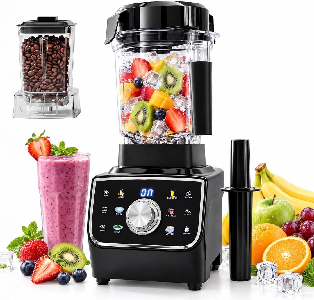 2000W Blenders for Kitchen, 70oz Pitcher & 28oz Grinder, 32000 RPM