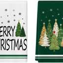 Merry Christmas Hand Towels, Green Xmas Tree Decor Kitchen Dish Towels Bathroom Hand Towels Holiday Party Seasonal Bath Towels Set of 2, Perfect Home & Kitchen Gift (White 2pack)