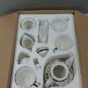 fanquare Bone China Tea Sets for Adults, 21-Piece Blue Lace and Roses Porcelain Tea Service with Sugar Bowl & Creamer, English Cremic Floral Teacups Set of 6 for Women Tea Party