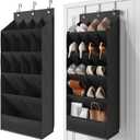 Over the Door Shoe Organizer with Large Deep Pockets, Door Shoes Rack for Closet, Hanging Boots Shoe Rack, Behind the Door Narrow Shoe Holder, Multiple Pockets for Flexible Storage, Black
