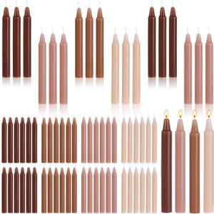Nuanchu 100pcs Brown Spell Candles 4 Inch Unscented Mini Taper Candle Candlesticks Gradient Color for Chime Holders, Meditation, Birthday, Holiday Decoration, Ideal for Witches