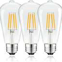 E26 Vintage LED Edison Bulbs 2.5W, LED Light Bulbs, Non Dimmable, Equivalent 30W, 250 Lumens, Warm White, ST64 Antique Filament Bulbs,120V, 3 Pack (Clear)