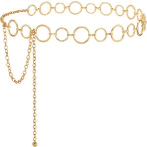 SUOSDEY Gold Waist Chain Belt for Women,Fashion Metal Adjustable Chain Belts for Dresses
