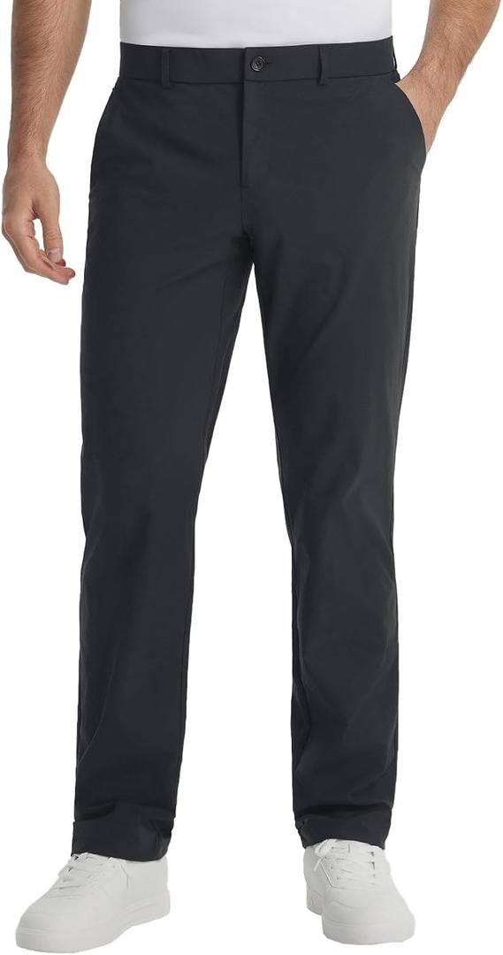 baleaf Men's Golf Pants 30"/32" Elastic Waist Lightweight (Black, XXXL)