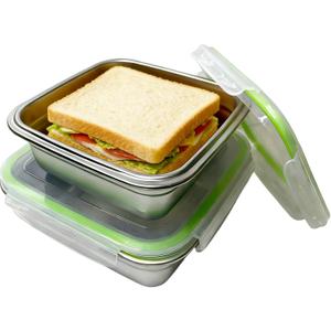 Stainless Steel Sandwich Containers (2 Pack) 750ml & 1200ml BPA-Free Leakproof Lunch Boxes, Airtight Kitchen Storage Containers for Meal Prep, Snacks, Sandwiches, Office and Travel