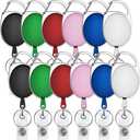 selizo 12 Packs Retractable ID Badge Card Holder Carabiner Badge Reel with Belt Clip and Key Ring, Assorted Colors (Multi-colored)