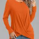 HOTGIFT Womens Tunic Tops Long Sleeve Shirts Fall Winter Casual Crewneck Sweaters Front Twist For Leggings (Orange)