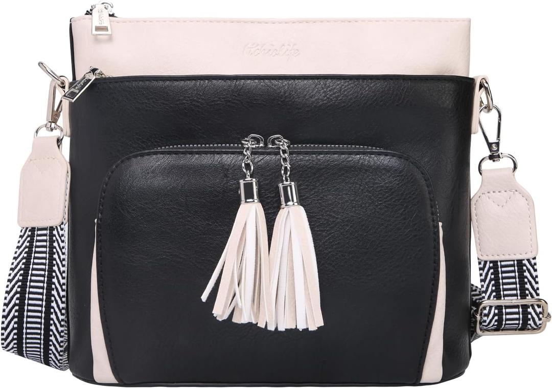 Crossbody Purse for Women, Soft Leather Shoulder Handbag Medium Size Bag with Adjustable Strap