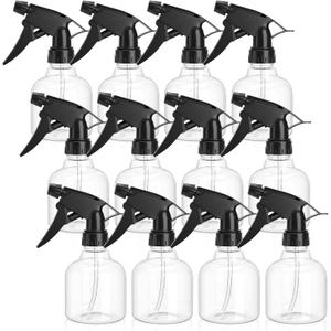 Bekith 12 Pack 8 Oz Empty Plastic Spray Bottle with Black Trigger Sprayers - Adjustable Head Sprayer from Fine to Stream - Refillable Sprayer for Water, Kitchen, Bath, Beauty, Hair, and Cleaning