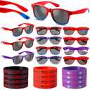 Kingdder 24 Pcs Spider Web Sunglasses and Silicone Wristbands Bracelets Spider Birthday Theme Party Favors Black Red Blue Party Decorations Supplies Gifts (Assorted)