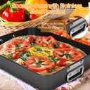 Lasagna Pan 3 Inch Deep, 2 Pcs 13.7"16" Baking Pan for Oven, Roasting Pans with Handles, Nonstick Rectangle Cake Pans, Heavy Duty, Dishwasher Safe, Dark Grey