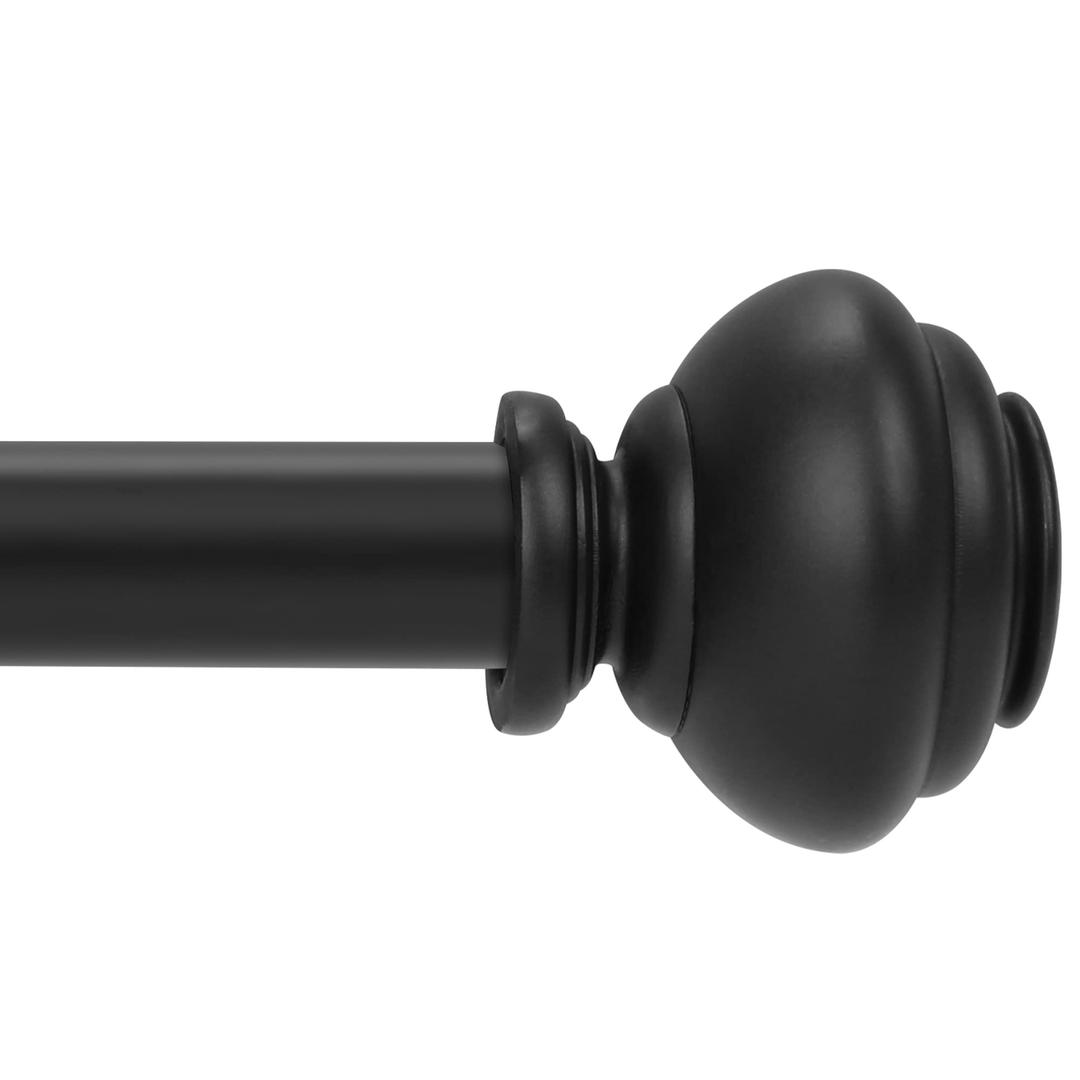 MERJULAN 1 Inch Black Curtain Rods for windows,Heavy Duty Curtain Rods for Windows 48 to 84 Inch,Standard Decorative Window Curtain Rod Set with Brackets for bathroom Kitchen Bedroom Window