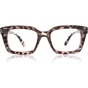 JiSoo Oversized Reading Glasses for Women, Stylish Designer Large Readers Oprah Style with Spring Hinge (Leopard Brown)