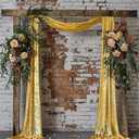 KUKUSOUL 12''x18FT Reception Background Wedding Arch Drapes Gold Sequin Wedding Arch Draping Fabric Drapery for Wedding Ceremony Reception Swag and Backdrop Decorations 1 Panel KULWMDJ001