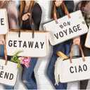 Santa Barbara Design Studio Womens Tote - Cotton Canvas Shoulder Bag with Leather Handles and Waterproof Lining, Large, Ciao