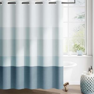 jinchan Hookless Shower Curtain Ombre Ocean Blue Striped No Hook Shower Curtains for Bathroom Gradual Color Waterproof Fabric Minimalist Design Modern Neutral 70x72 inches