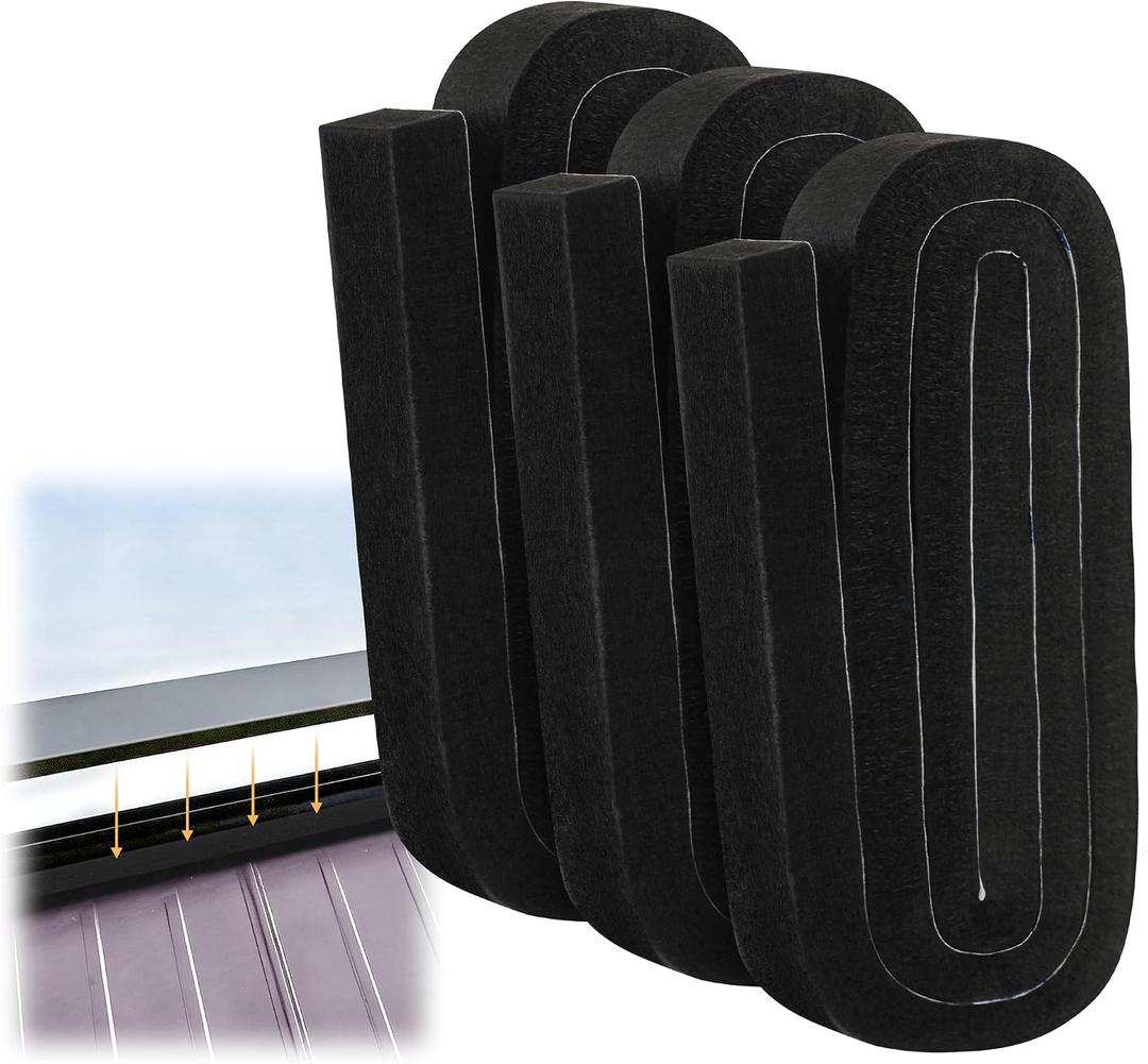 3Pcs Universal Vented Ridge Material 2"x15" Metal Roofing Self-Adhesive Felt Closure Strip Black Insulating Roof Panel Seal Weather Resistant Sealing Strips for Metal Roofs