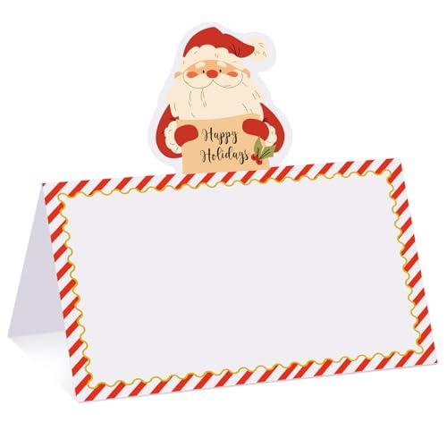 Fumete 100 Pcs Christmas Place Cards for Table Setting Santa Claus Die Cut Place Cards Christmas Party Name Placecards for Table Holiday Dinner Brunch Party or Any Occasion Decoration