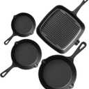 YIYOBEATFO PreSeasoned Cast Iron skillets,3 Piece Durable Pots and Pans Set with Handle Covers for Grill, BBQ, Camping Fire, Stovetop, Kitchen and Camping Cookware