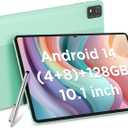 CWOWDEFU Android Tablet, 10 Inch Tablet with 128 GB ROM(up to 1 TB), Features 6000mAh Battery, 5G WiFi 6, Bluetooth 5.0, 8MP/5MP Dual Cam, Best Gift for Your Family, Child, Kids (Green)