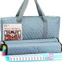 American Mahjong Game Set - Pearl Gray Quilted Soft Bag - 166 White Engraved Tiles, 4 All-in-One Rack/Pushers Complete Western Mah-Jongg, Maj Jongg, Ma Jong Set