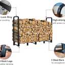 Firewood Rack Outdoor 8ft Heavy Duty Logs Holder for Indoor Fireplace Metal Wood Pile Storage Stacker Organizer, Matte Black