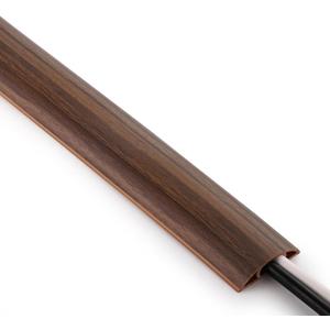 ZhiYo 5.6ft Cord Covers for Wires on Floor, Cord Hider Floor Hide Extension Cords, Soft PVC Cable Cover Cable Protector, Wire Cavity W0.62in H0.31in, Smoked Brown Wood