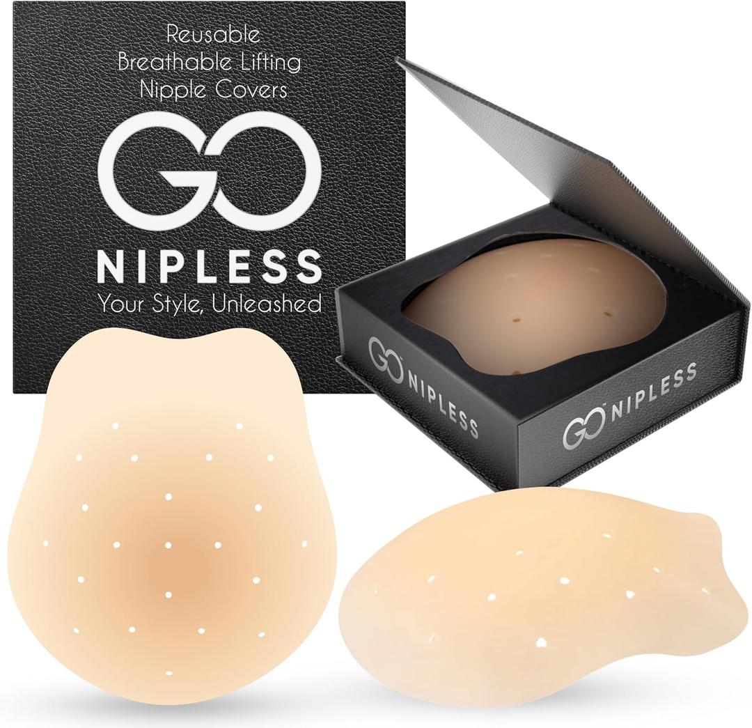 Go Nipless Pasties Nipple Covers for Women with Lift Size A-D | Reusable, Adhesive Bra Push Up | Lifting Nipple Covers for Backless Outfits & Strapless Dresses | Sticky Bra Lift for Natural Push Up