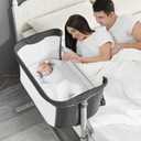 Baby Bassinet Bedside Sleeper Easy to Assemble Portable Co-Sleep Bedside Crib for Newborn Infant, Two-Side Safe Breathable Mesh Design