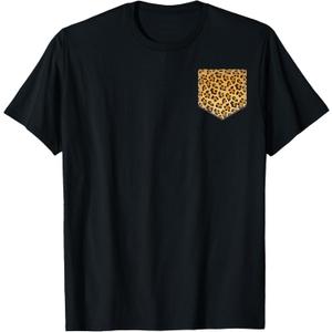 Leopard Print Pocket | Cool Animal Lover Cheetah Gift T-Shirt (Small, Black)