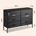 WLIVE Dresser for Bedroom with 5 Drawers, Wide Dressers with Drawer Organizers, Chest of Drawers, Fabric Dresser for Living Room, Closet, Hallway, Charcoal Black Wood Grain Print