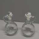 Cornucopia Brands Glass Oil and Vinegar Cruets (Set of 2); 8oz Round Oil Dispensers / Salad Dressing Bottles with Stoppers