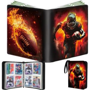 400 Pockets Football Card Binder - Red Flame Pattern Sports Display Storage Case for Collectors, Portable Detachable Sports Card Storage Book for 2025 Football Cards