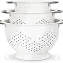 Hillbond Colander Set for Kitchen, 1.5, 3, 5 Qt Stainless Steel Handle Food Strainers and Colanders for Pasta, Vegetables, and Fruits, Coated Metal Kitchen Essential Colanders