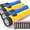 EVEREADY LED Flashlights (4-Pack), Bright Flashlights for Emergencies and Camping Gear, Flash Light with AA Batteries Included, Blue/Yellow (4-Pack)