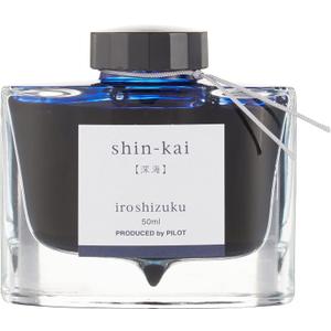 PILOT Iroshizuku Bottled Fountain Pen Ink, Shin-Kai, Deep Sea (Blue Black) 50ml Bottle (69225)