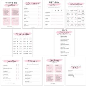 10 Teen Birthday Party Games for Her, Birthday Games Bundle for 20 Guests, Sweet 16 Party Games, Teenager Bday Party Supplies