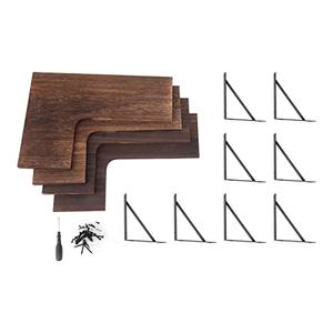 Avqzzuuvn 4PCS Wall Shelving Pine L Type DIY and Iron Floating Shelves Set for Books Storage Room Decor