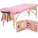 Yaheetech Massage Table Portable Lash Beds Spa Bed Massage Couch Foldable Spa Tables Adjustable 2 Fold with Non-Woven Bag 28", Pink (28" width, Pink)