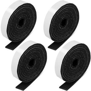Zonon 4 Rolls 1/2 x 240 Inch Felt Strips with Adhesive Backing Furniture Felt Tapes Self-Stick Heavy Duty Polyester Pads Weather Stripping for Protecting Hardwood Floors, Windows and DIY(Black)