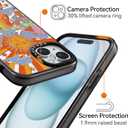 Compatible for iPhone 15 Case Cute Aesthetic - Durable Shockproof 6.6 ft Drop Impact Phone Case Cover with Funny Fashion Mushroom 6.1" Black