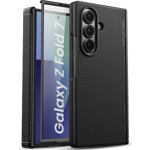 for Samsung Galaxy Z Fold 7 Case with Hinge Protection & Screen Protector, Slim Fit Design Hard PC Shockproof 360 Full Body Protective Phone Cover Case for Galaxy Z Fold 7 2025, Black